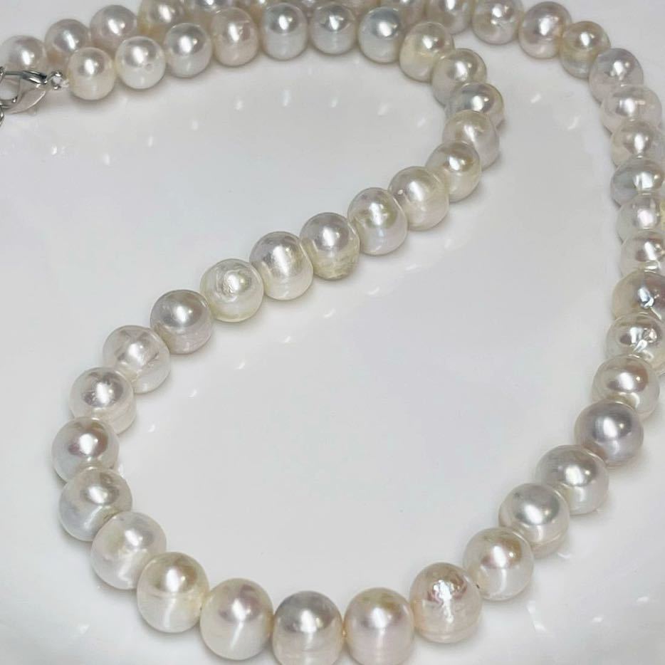 本真珠ネックレス 8-9mm ホワイトパープル系バロック真珠 本真珠ネックレス 8-9mm ホワイトパープル系バロック真珠