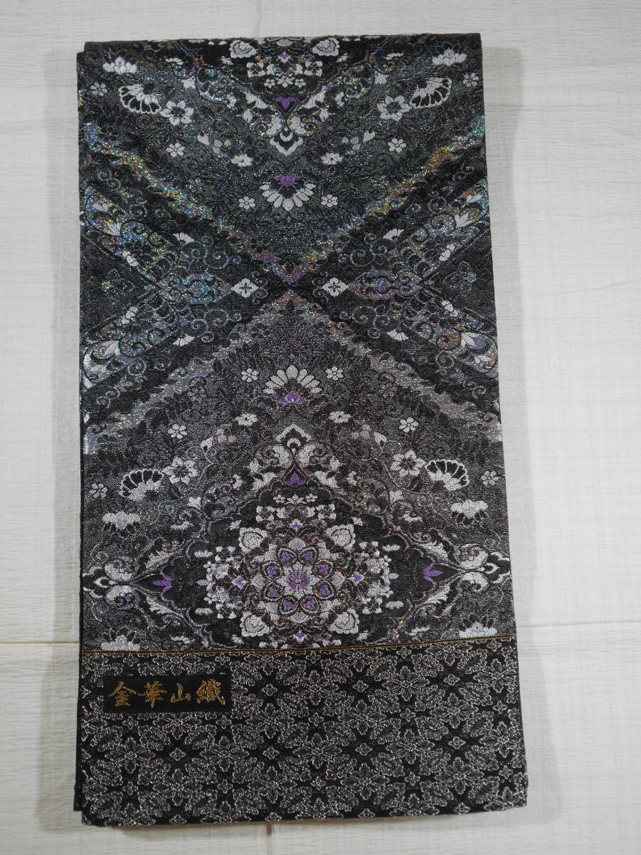  simplified new goods west . woven top class double-woven obi gold . mountain woven . taking . ornament ..(.. light purple color ) black ground six through total pattern silk . tailoring fee included free shipping 