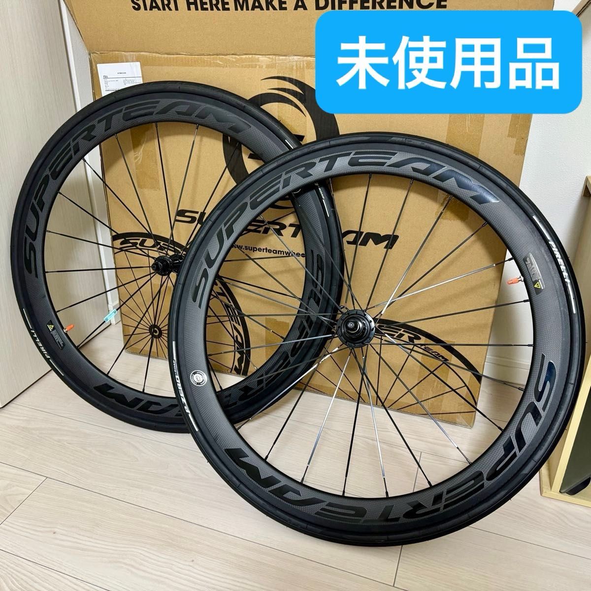 未使用】SUPERTEAM 50mm ロードバイク カーボンホイール 未使用】SUPERTEAM 50mm ロードバイク カーボンホイール