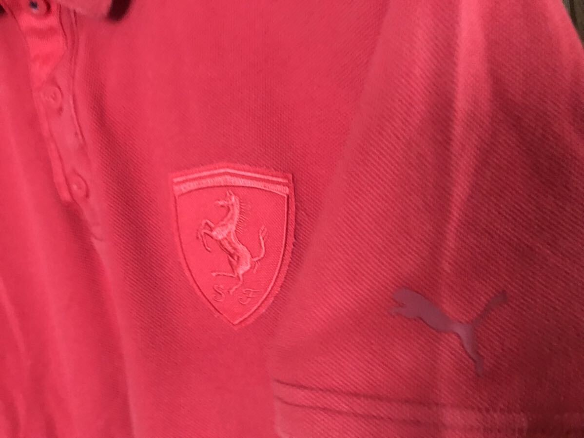 PUMA×FERRARI プーマ×フェラーリ ビッグエンブレム スクーデリア チームポロシャツ(赤 L) 