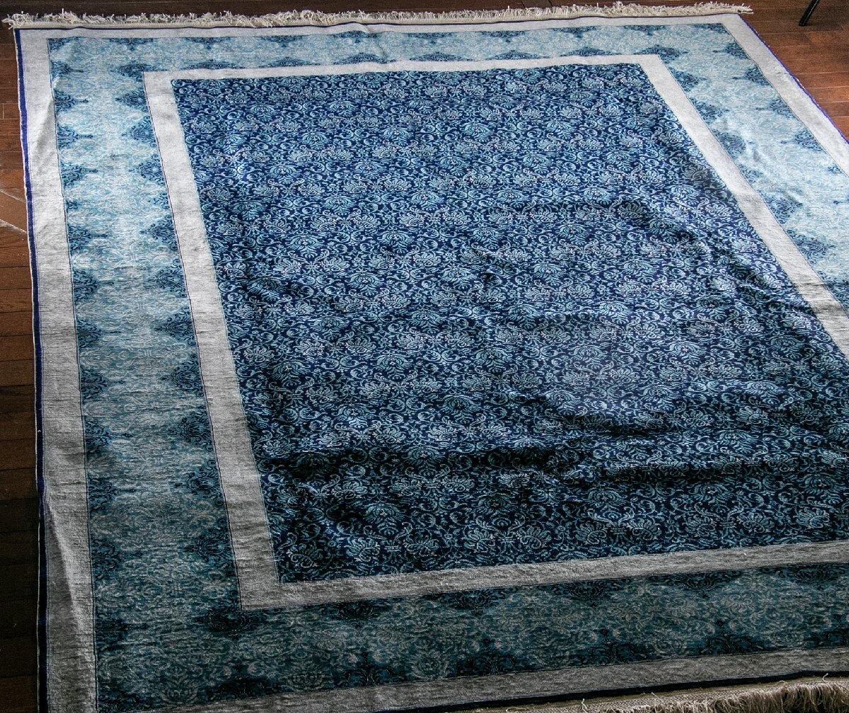 【ペルシャ絨毯】 トルコ絨毯 カイセリ工房 シルク 花柄模様 226×169cm 証明書付 E543 インテリア リビング カフェ ギャラリー