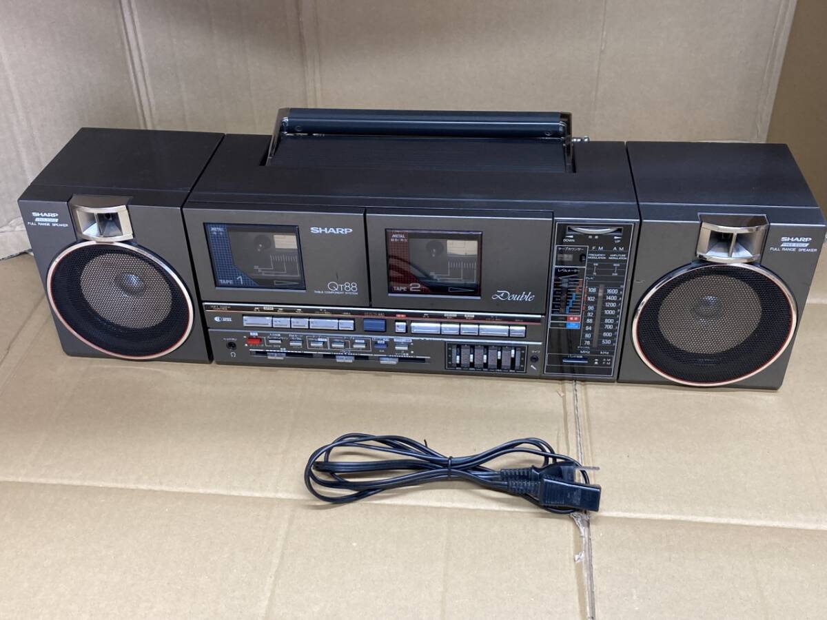 □SHARP□ポータブルダブルラジカセ□QT88G/Bデッキ不良□難有