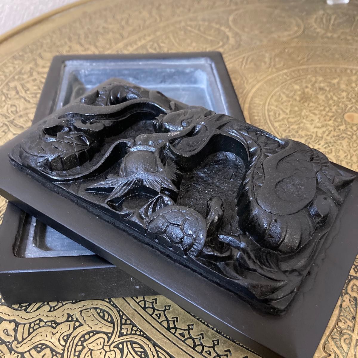 中国 書道セット 螺鈿箱 書道具 工芸品 筆 硯 文鎮 墨など 未