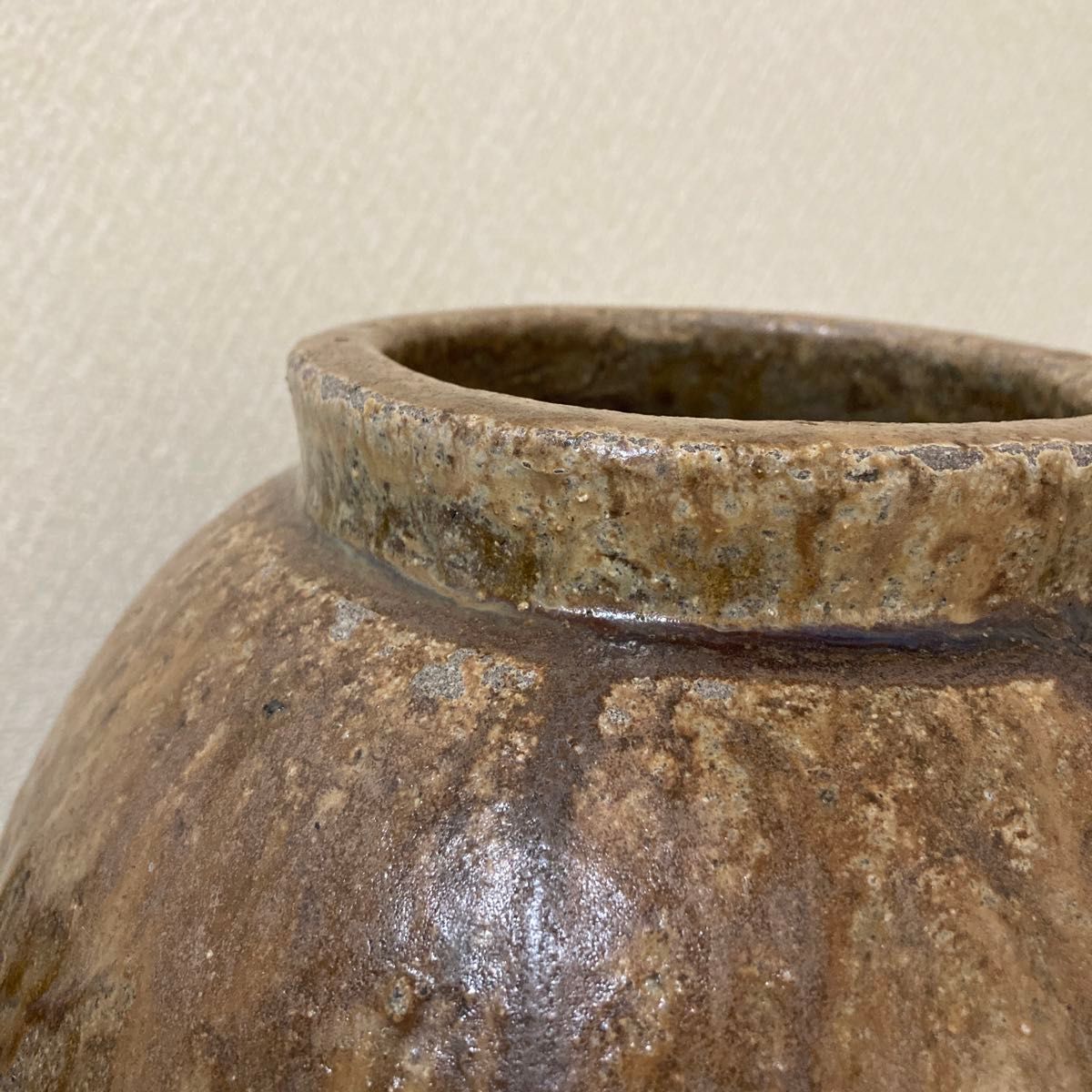 古い常滑焼 種壺 花瓶 飾り壺 大型〈検 登窯 三筋壺 自然釉 古 古い常滑焼 種壺 花瓶 飾り壺 大型〈検 登窯 三筋壺 自然釉 古
