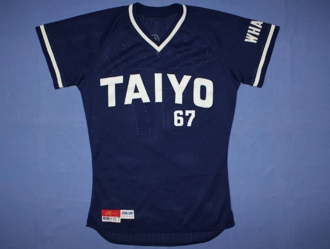 【税込?送料無料】 横浜大洋ホエールズ 1989 昭和から平成へ マリンブルー 67川口正 実使用ビジターユニフォーム 実使用、サイン入り