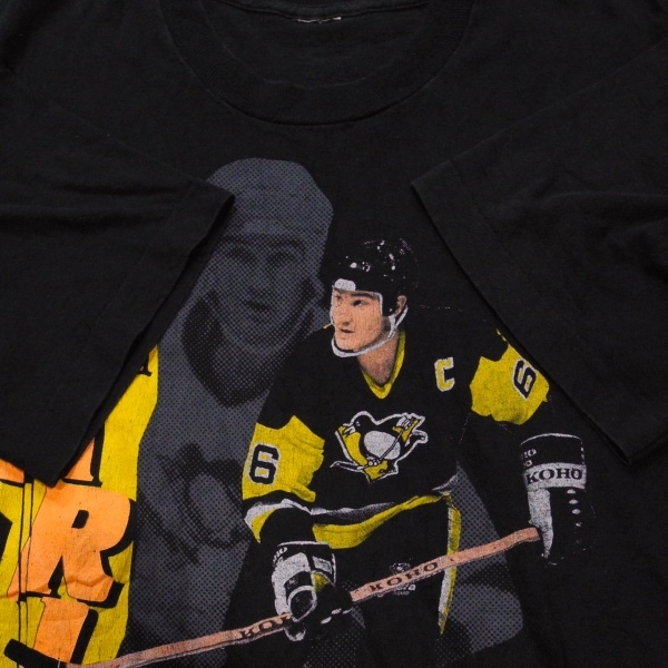 SALEM SPORT WEAR NHL 80's ～ 90’s PENGUINS ペンギンズ MARIO マリオ ルミュー 66 オフィシャル Tシャツ 黒 L_画像5