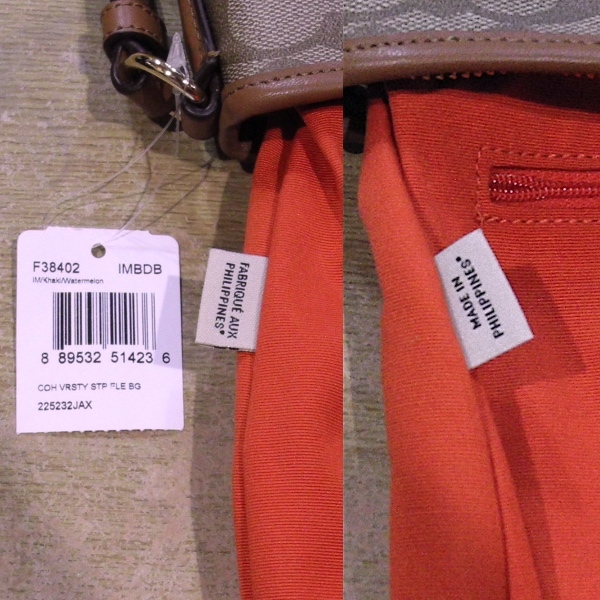  new goods COACH Coach signature F38402 bar City stripe PVC leather total pattern shoulder bag tea color orange F unused 