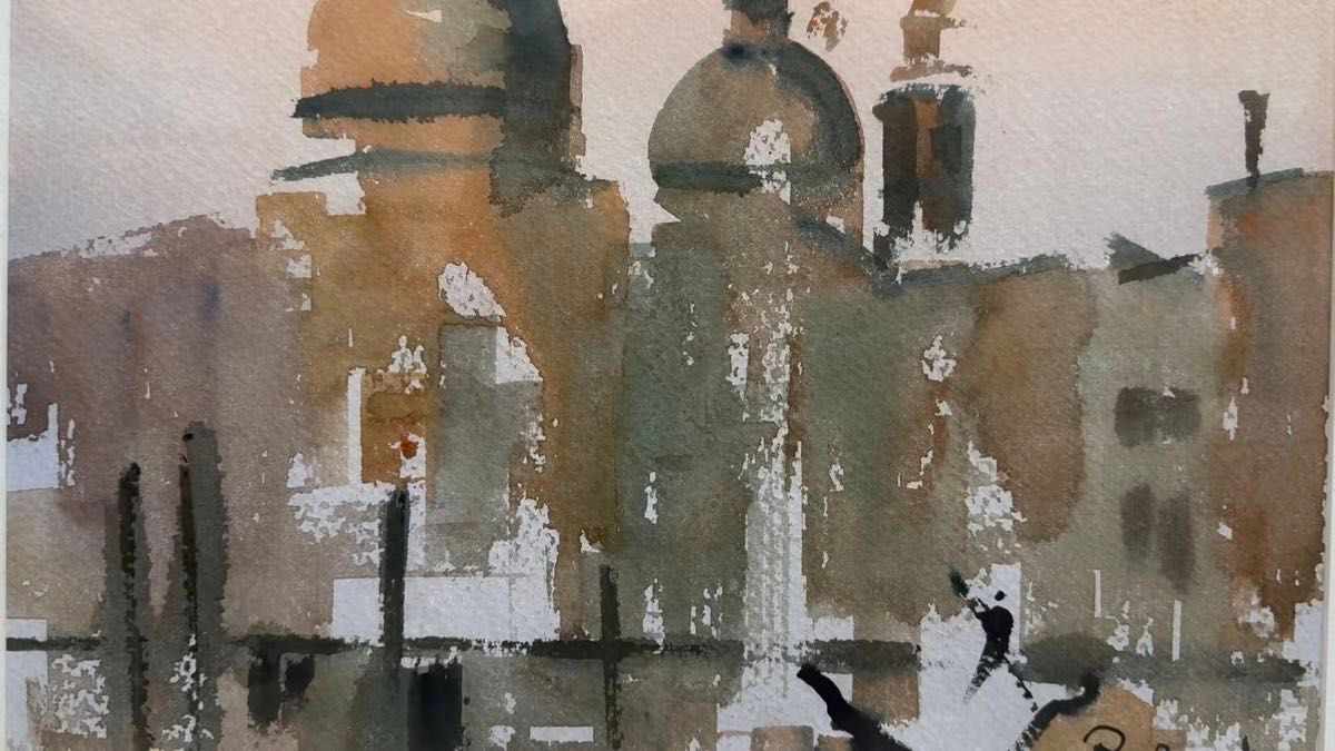 フランス パリ モンマルトル サクレ・クール寺院 原画 水彩画 風景画