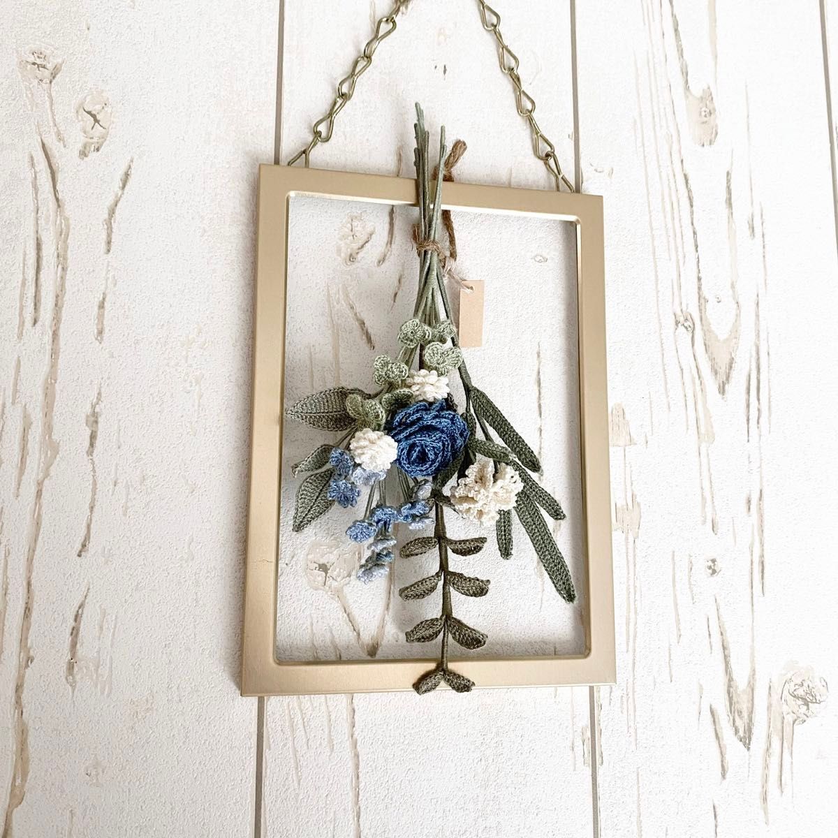 編み物スワッグ(青 レース編み ハンドメイド ブーケ 花束 編み花 編み物スワッグ(青 レース編み ハンドメイド ブーケ 花束 編み花