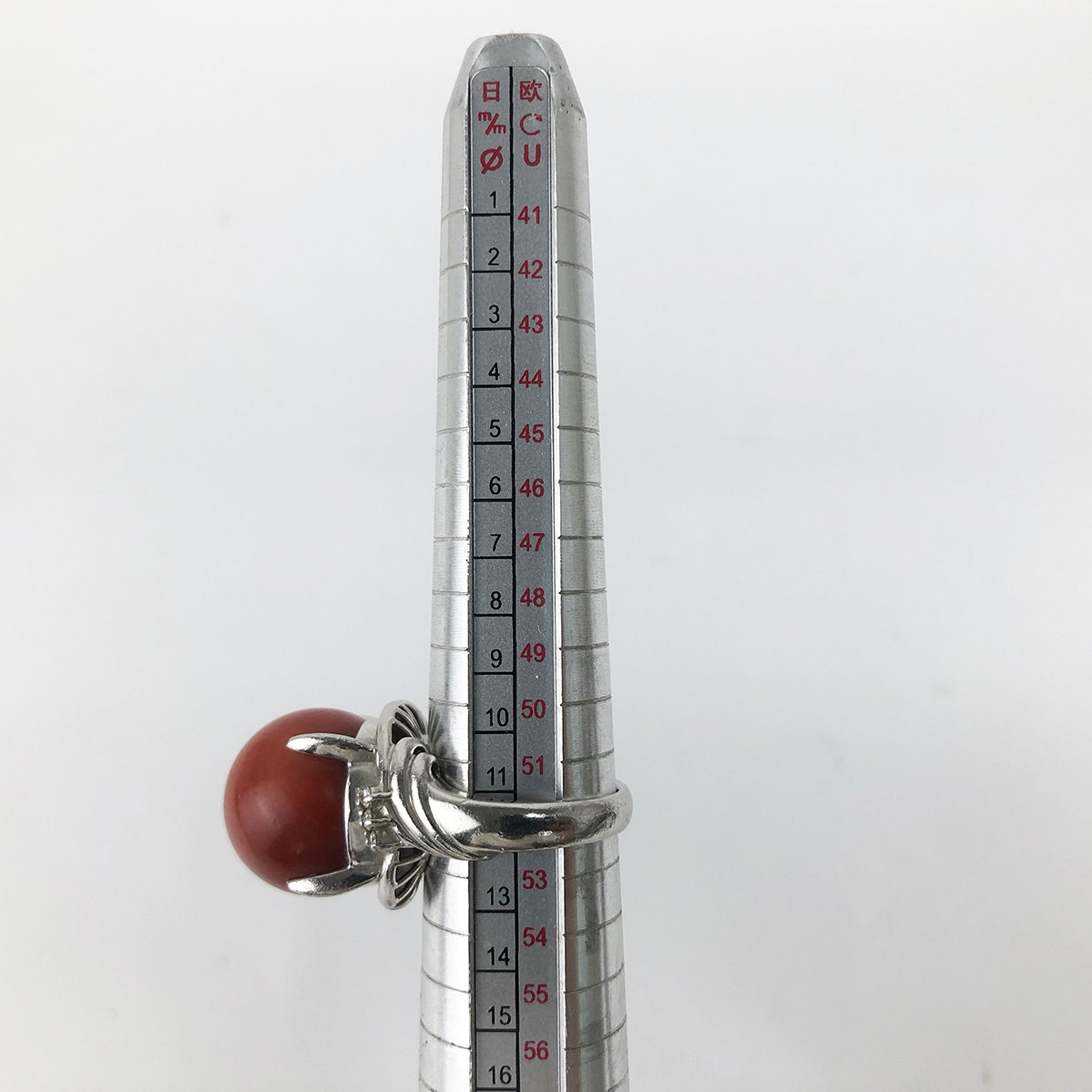 超大粒!! 16.41mm 国産 天然 血赤珊瑚 Pt900 ダイヤ リング 18.16g 12