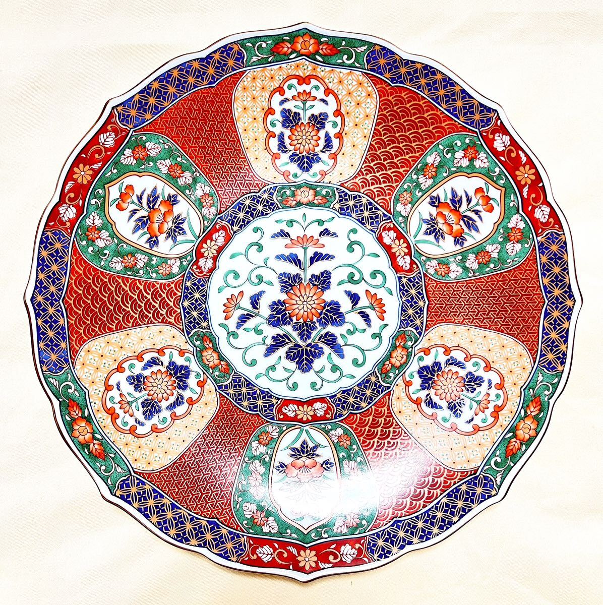 未使用 有田焼 醍醐窯 古伊万里 色絵染錦花文 直径30cm大皿 絵皿 未使用 有田焼 醍醐窯 古伊万里 色絵染錦花文 直径30cm大皿 絵皿