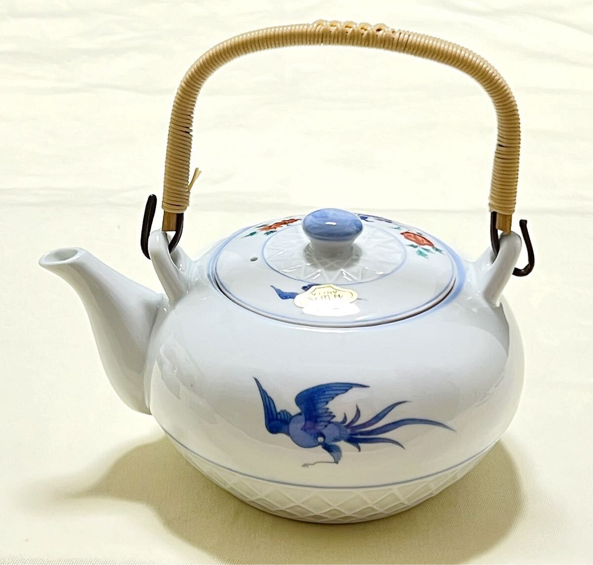 未使用 有田焼特選陶器 仁祥窯 色絵花鳥文 急須&湯呑5客 茶器 未使用 有田焼特選陶器 仁祥窯 色絵花鳥文 急須&湯呑5客 茶器