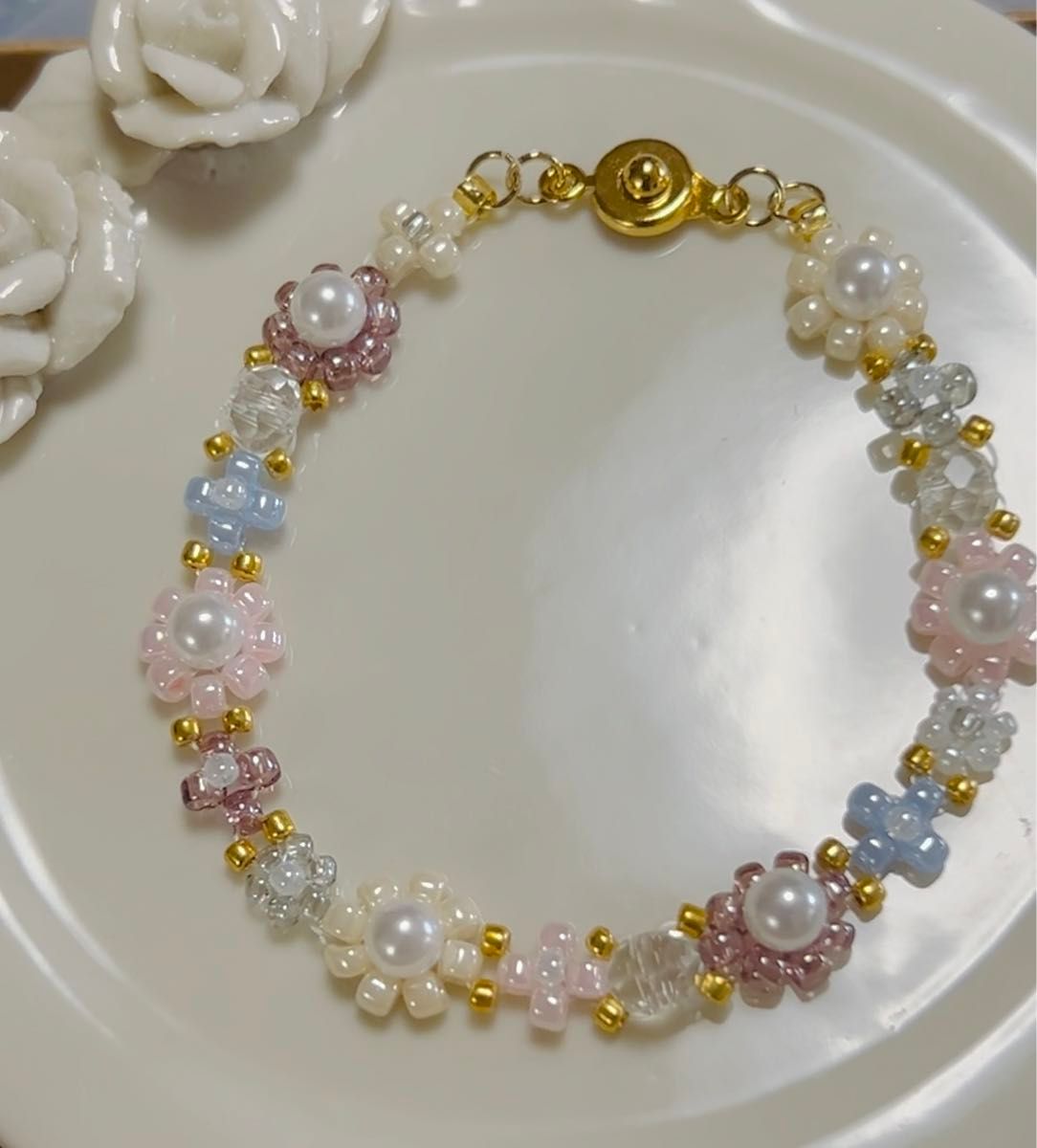 ハンドメイドブレスレット ビーズブレスレット パール