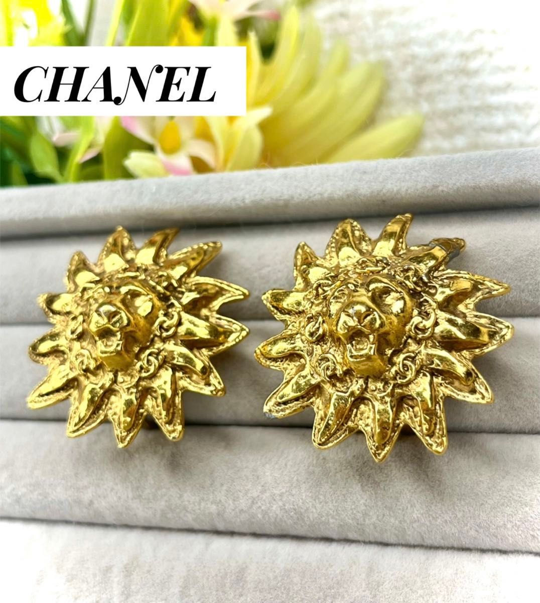 レア美品 CHANEL シャネル イヤリング ライオン ゴールド 金 レア美品 CHANEL シャネル イヤリング ライオン ゴールド 金