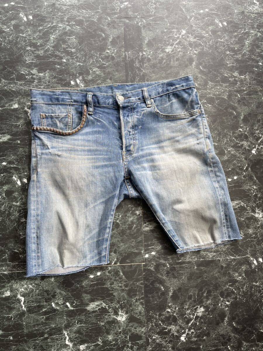 HYSTERIC GLAMOUR スタッズ ダメージデニム ハーフパンツ 32 HYSTERIC GLAMOUR スタッズ ダメージデニム ハーフパンツ 32