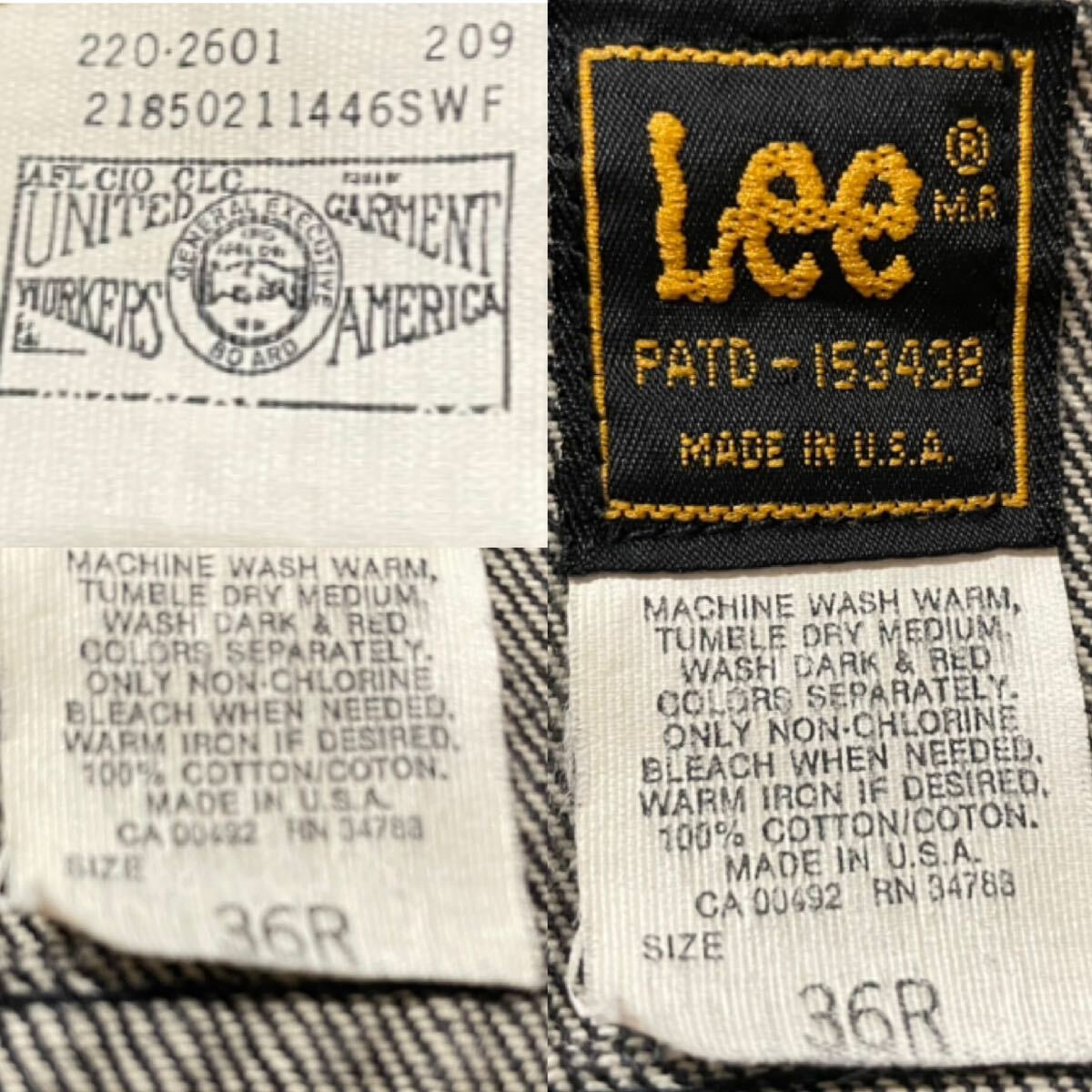 漢の定番 USA製 先染め ブラック Lee リー 80s 101J 36R 220 220 漢の定番 USA製 先染め ブラック Lee リー 80s 101J 36R 220 220