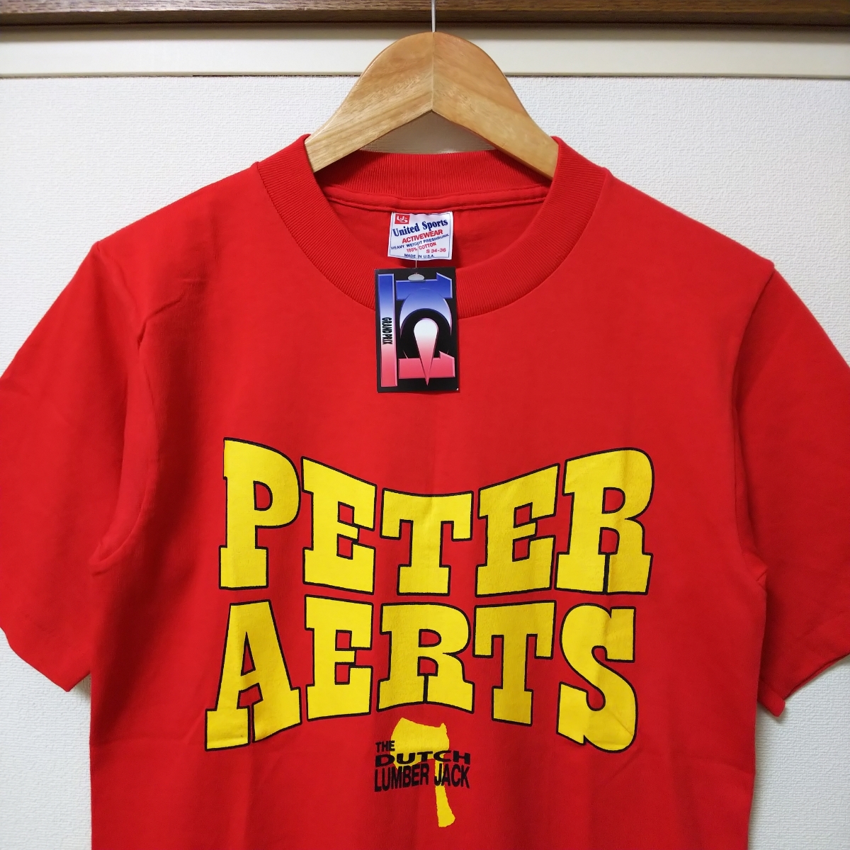 【新品タグ付き】PETER AERTS ピーターアーツ K-1グランプリ 半袖Tシャツ S34-36サイズ レッド 未使用 自宅保管品_画像2