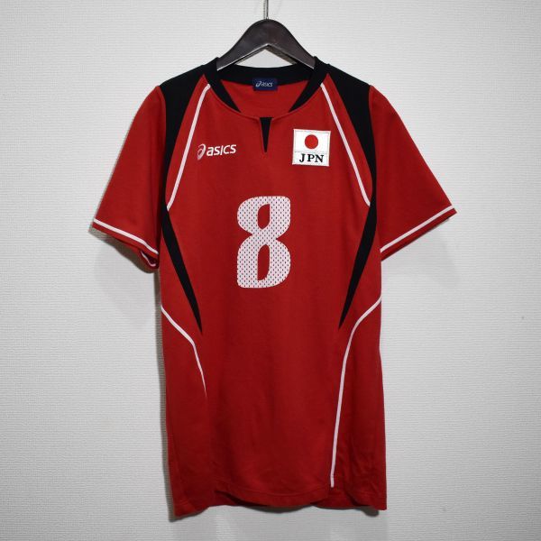 【最安値】 asics バレーボール 赤 ホーム ユニフォーム 日本代表 男子 シャツ