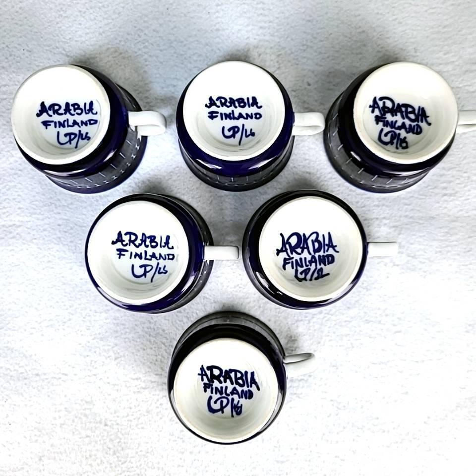 美品 アラビア ARABIA バレンシア カップ&ソーサー 6客 旧ロゴ 美品 アラビア ARABIA バレンシア カップ&ソーサー 6客 旧ロゴ