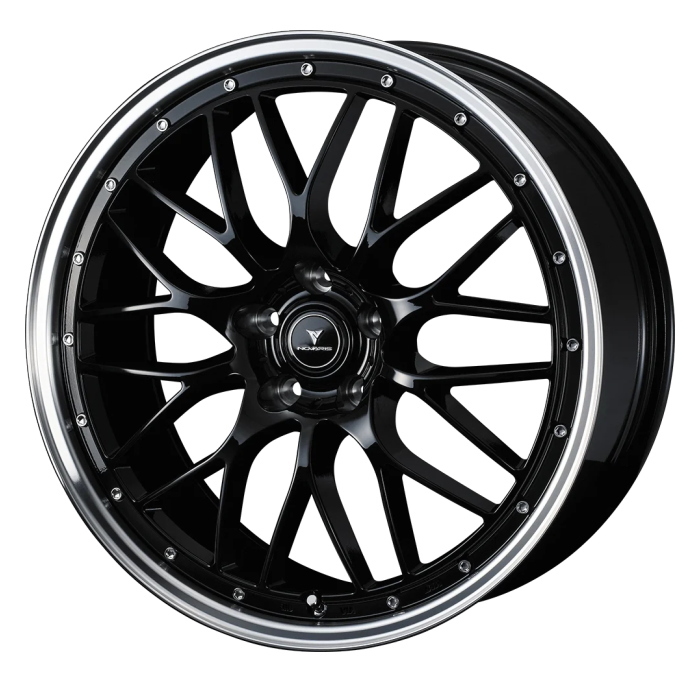 業販品 YOKOHAMA ADVAN FLEVA V701 205/40R18 NOVARIS ASSETE M1 BLACK/RIM POLISH 18インチ 7.5J+53 5H-114.3 4本