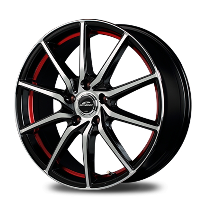 業販 YOKOHAMA ADVAN dB V553 225/50R17 SCHNEIDER RX810 ブラック/レッド 17インチ 7J+50 5H-100 4本