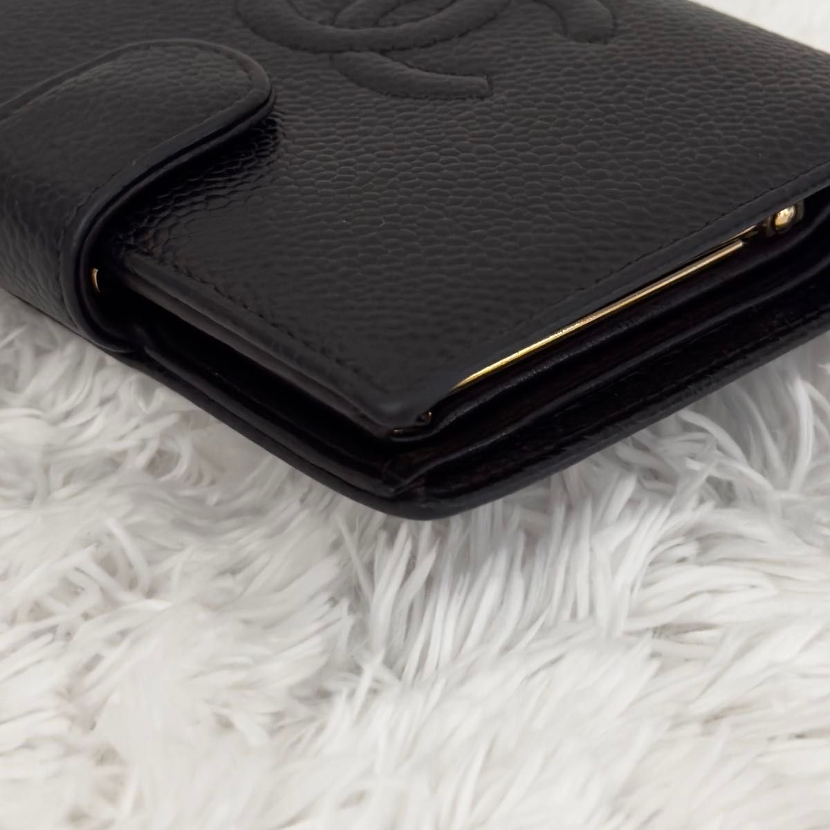 美品 CHANEL シャネル キャビアスキン がま口 ゴールド金具 財布 美品 CHANEL シャネル キャビアスキン がま口 ゴールド金具 財布