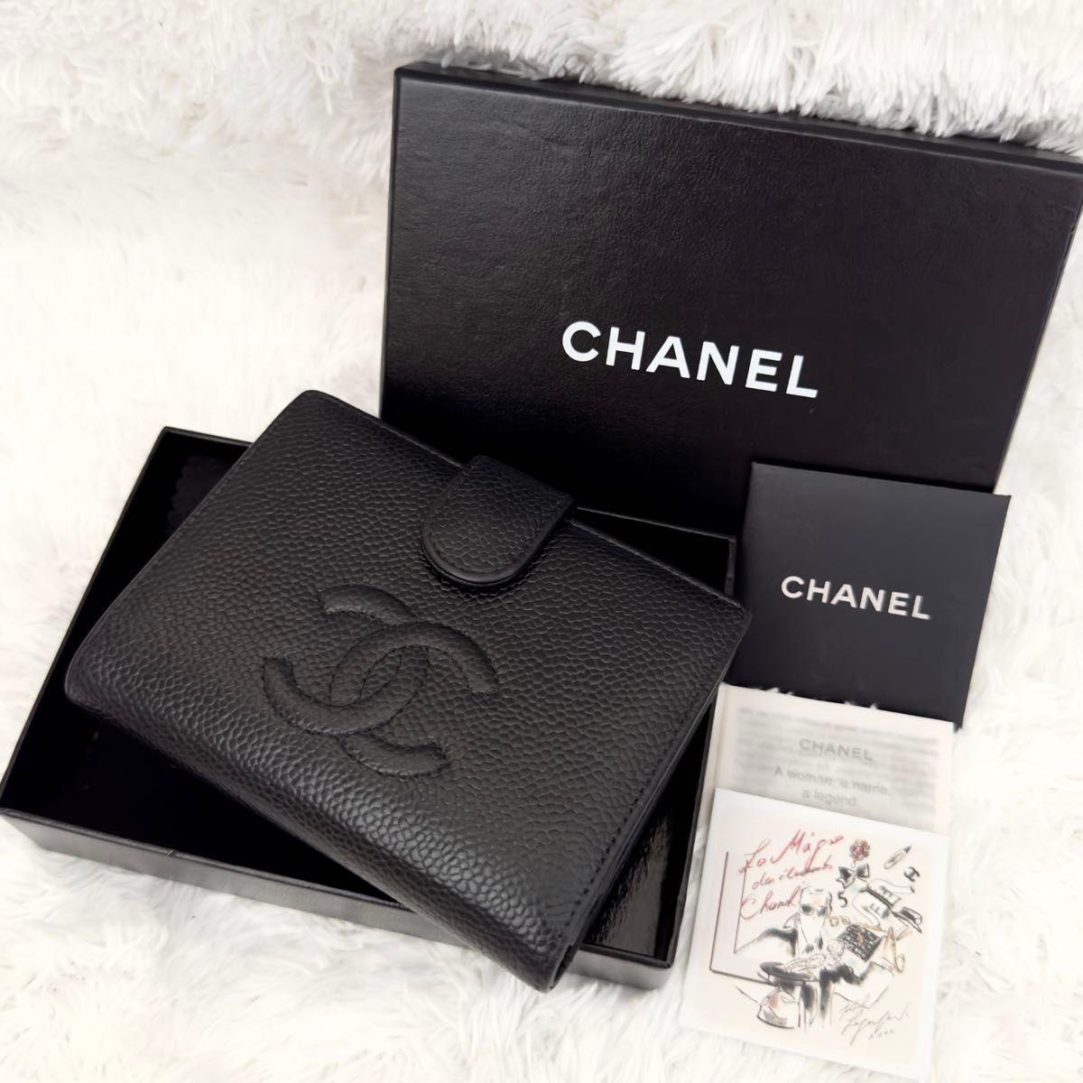 美品 CHANEL シャネル キャビアスキン がま口 ゴールド金具 財布 美品 CHANEL シャネル キャビアスキン がま口 ゴールド金具 財布