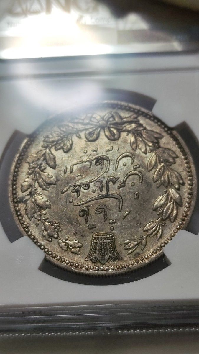 輝い 1902年 イラン銀貨 5000ディナール 剣を持った獅子 silver900 コレクション