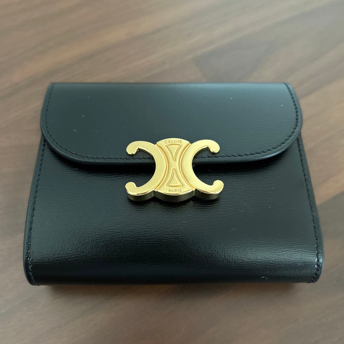CELINE セリーヌ ブラック 三つ折り財布 スモールウォレット CELINE セリーヌ ブラック 三つ折り財布 スモールウォレット