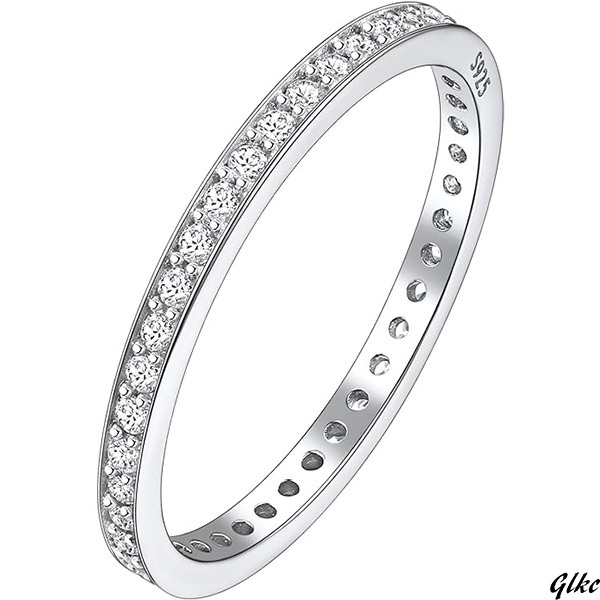 【ダイヤモンドのような輝きを放つエタニティリング】 ジルコニア 指輪 シルバー925 7号 幅2mm 結婚 婚約 アクセサリー
