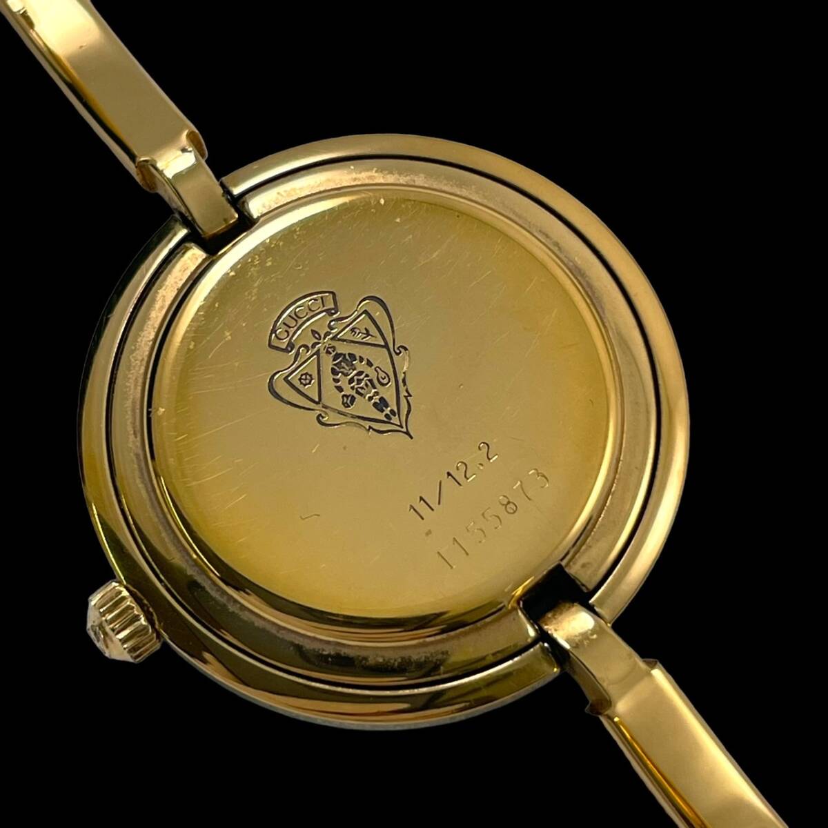 24F040 Gucci GUCCI 11/12.2 перемена оправа женские наручные часы рабочий товар кварц браслет часы белый циферблат 2 стрелки 1 иен ~