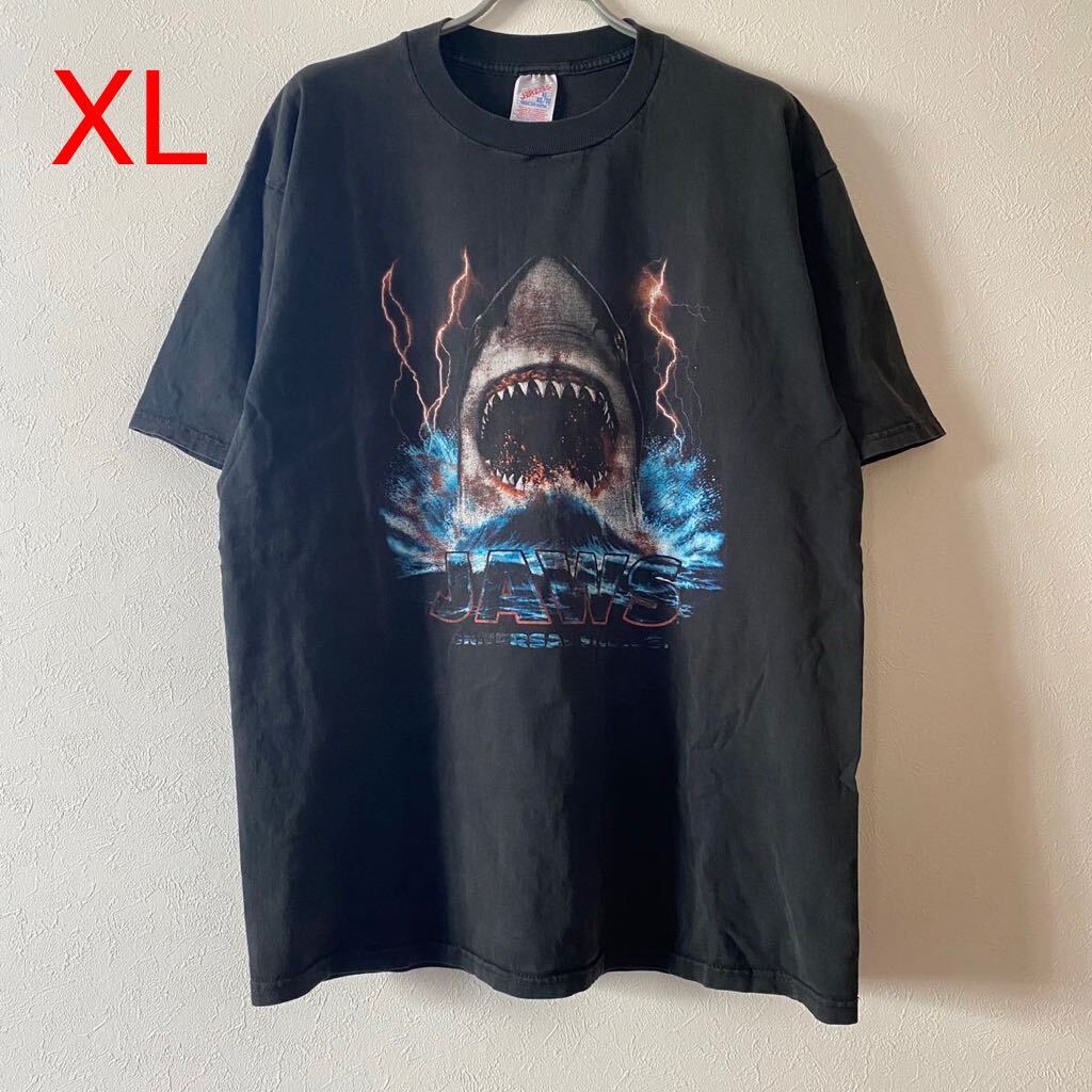 古着 Universal Studios 90s Jaws No Wimps Tee Black XL 古着 Universal Studios 90s Jaws No Wimps Tee Black XL