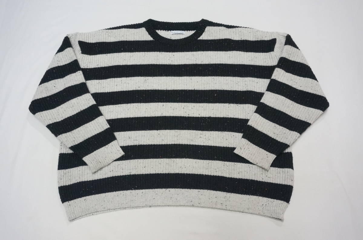 FLAGSTUFF /2016AW-FS-09★フラグスタフ 16AW ビッグ シルエット ボーダー ニット セーター サイズL ブラック ベージュ /フラグスタッフ