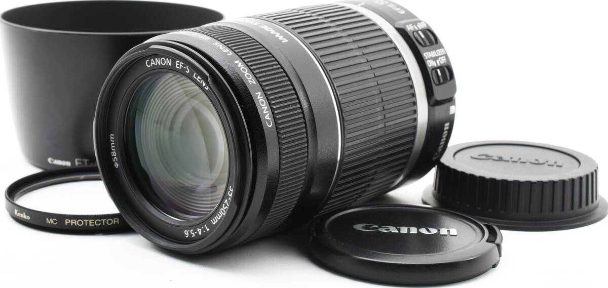 G23/5852B / Canon Canon EF-S 55-250mm F4-5.6 IS [ lens with a hood .]