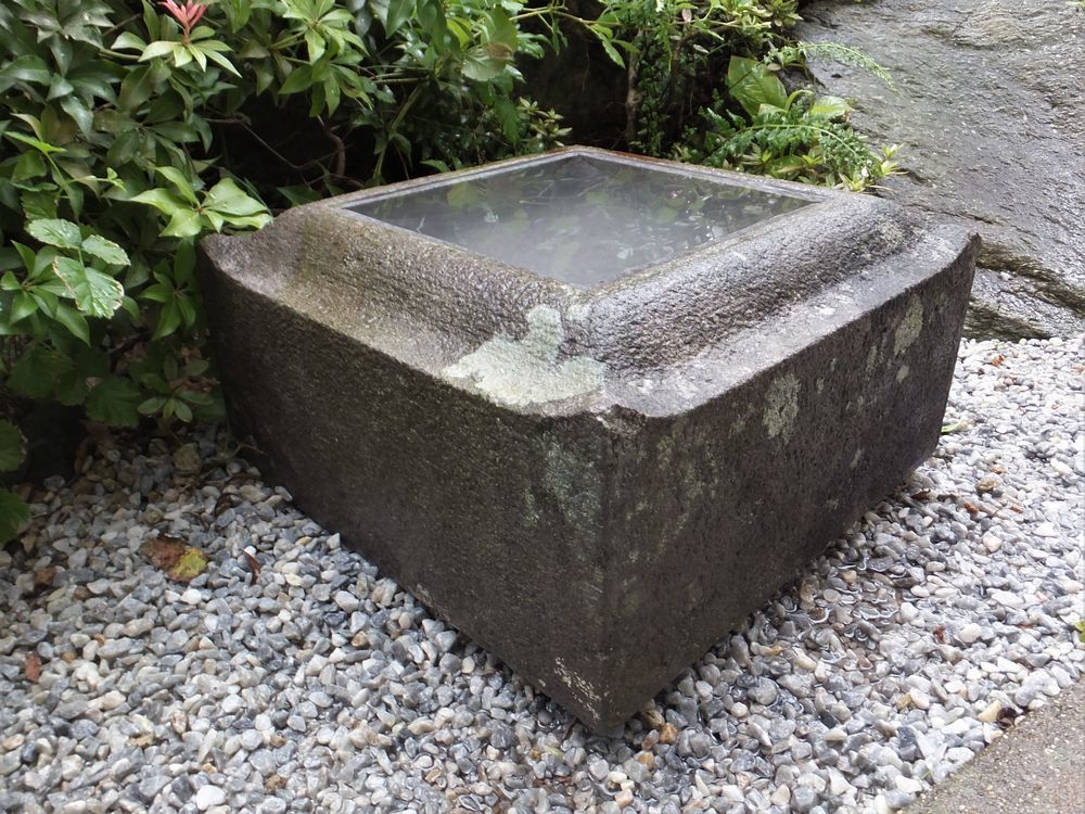 古民具造園資材アプローチ建築睡蓮鉢メダカ【四角見立て水鉢】茶道茶庭オブジェガーデニング山野草石仏灯篭盆栽蹲その他_画像1