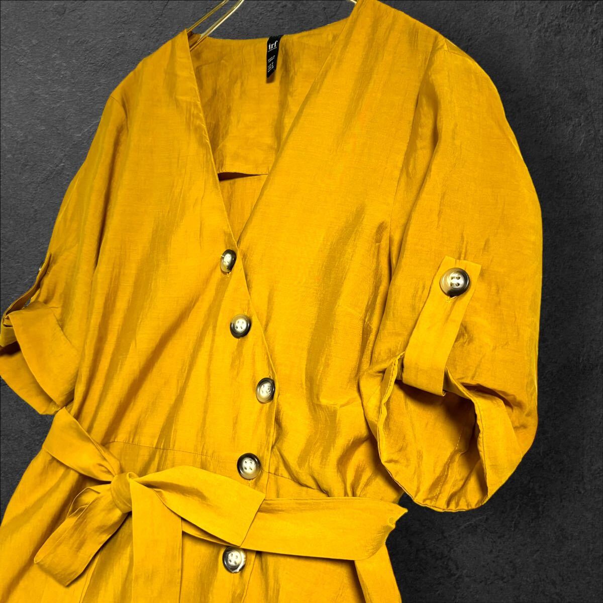 ZARA ザラ ロングワンピース シャツワンピース マスタード ZARA ザラ ロングワンピース シャツワンピース マスタード