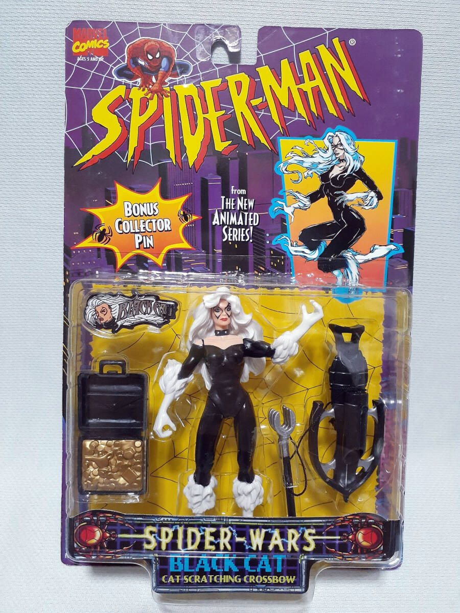 定形外可 トイビズ 1996年 5″ ブラックキャット BLACK CAT *TOYBIZ スパイダーマン SPIDER-MAN SPIDER-WARS マーベル アベンジャーズ