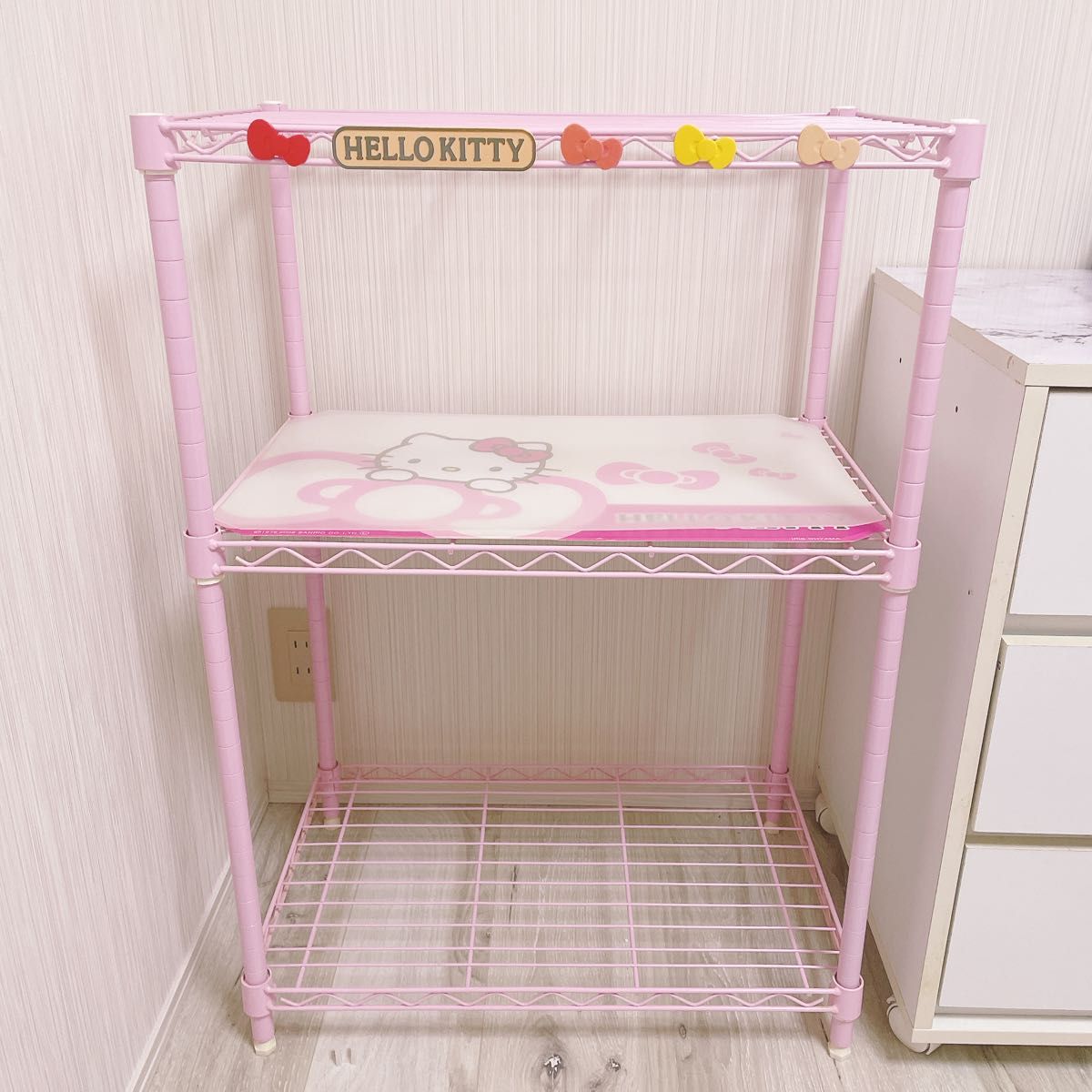キティちゃん ピンク 3段 スチール ラック サンリオ Sanrio キティちゃん ピンク 3段 スチール ラック サンリオ Sanrio