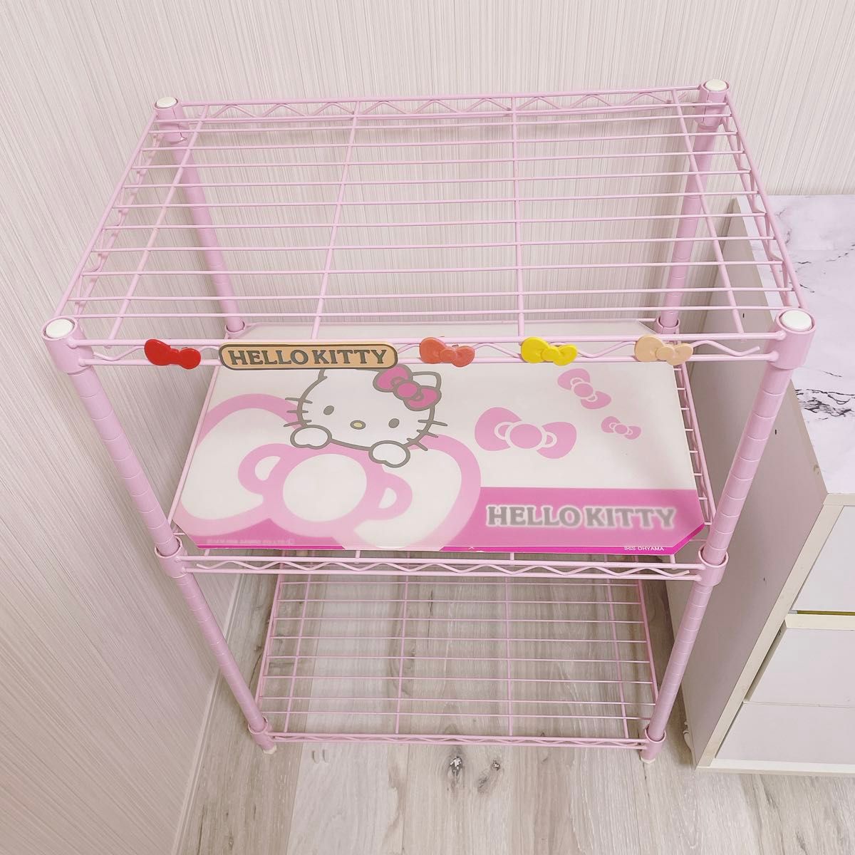 キティちゃん ピンク 3段 スチール ラック サンリオ Sanrio キティちゃん ピンク 3段 スチール ラック サンリオ Sanrio