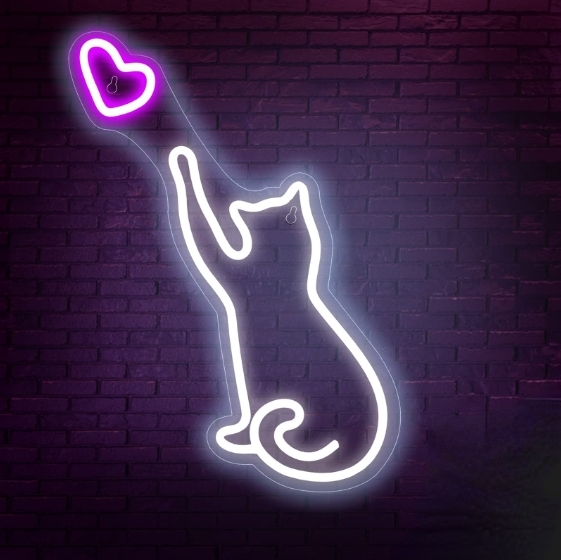 ハート取る猫】猫 ねこ ネオンライト ネオンサイン 照明 LED ハート取る猫】猫 ねこ ネオンライト ネオンサイン 照明 LED