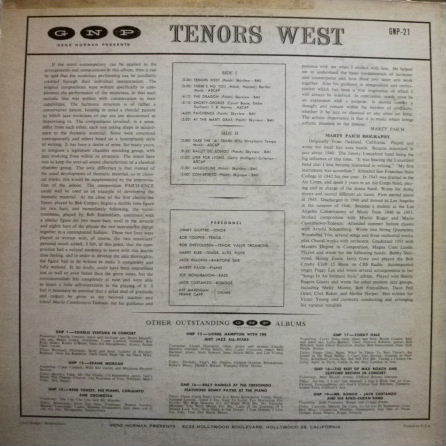 ３枚で送料無料【米GNP mono】Marty Paich/Tenors West (Jimmy Giuffre, Bob Cooper, Bob Enevoldsen, etc)_画像3