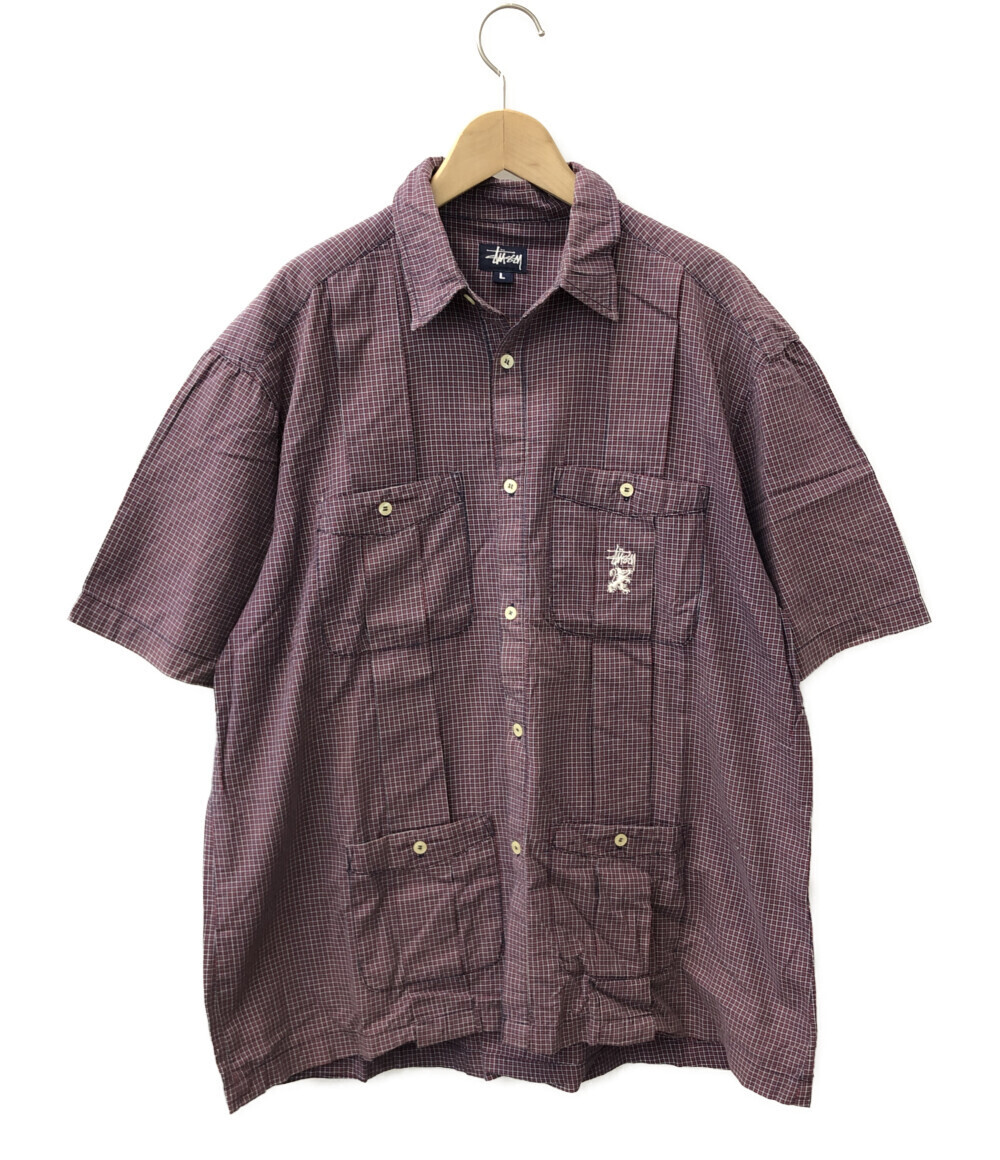 韓国 ファッション通販 ステューシー 半袖シャツ チェックキューバシャツ メンズ L L STUSSY その他