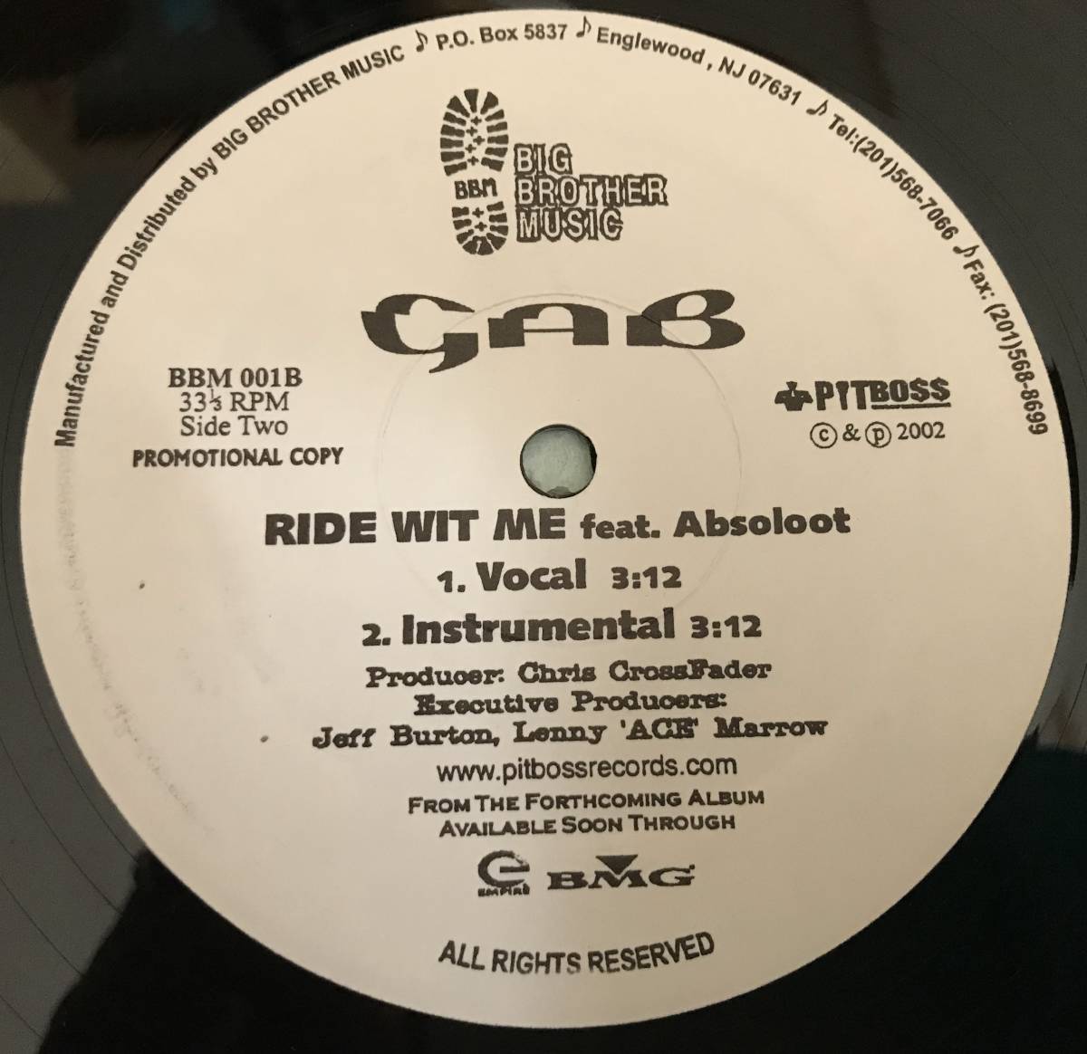 US PROMO ONLY / GAB / RIDE WIT ME FEAT ABSOLOOT / PIANO TRUCK が印象的なUNDER GROUND レア盤_画像1