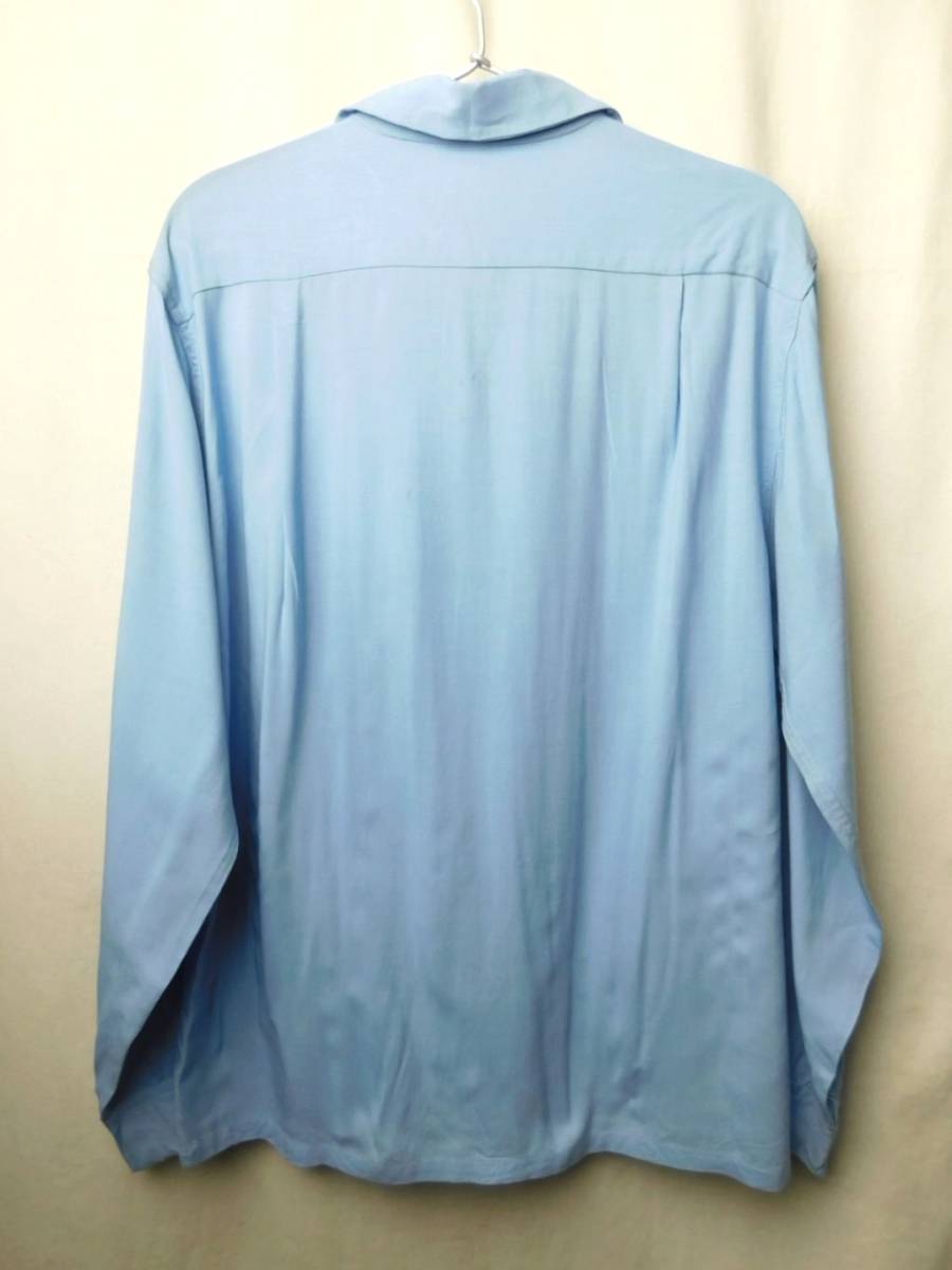 50s60s ビンテージ BUD BERMA レーヨンシャツ オープンカラー ロカビリー サックス M_画像3