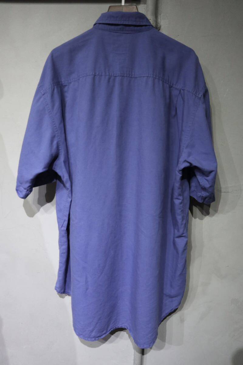 [ prompt decision ]90s OLD GAP Old Gap short sleeves shirt linen cotton blue blue old tag plain old clothes M