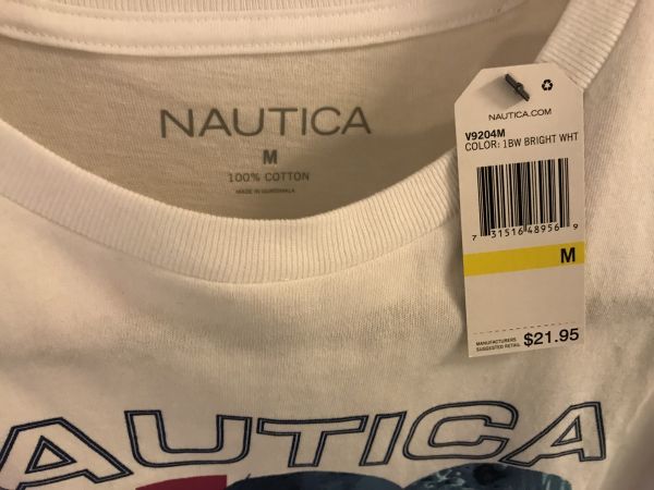 US購入 NAUTICA ノーティカ 半袖 ティー T シャツ ホワイト 白色 US Mサイズ 日本Lサイズ 新品未使用