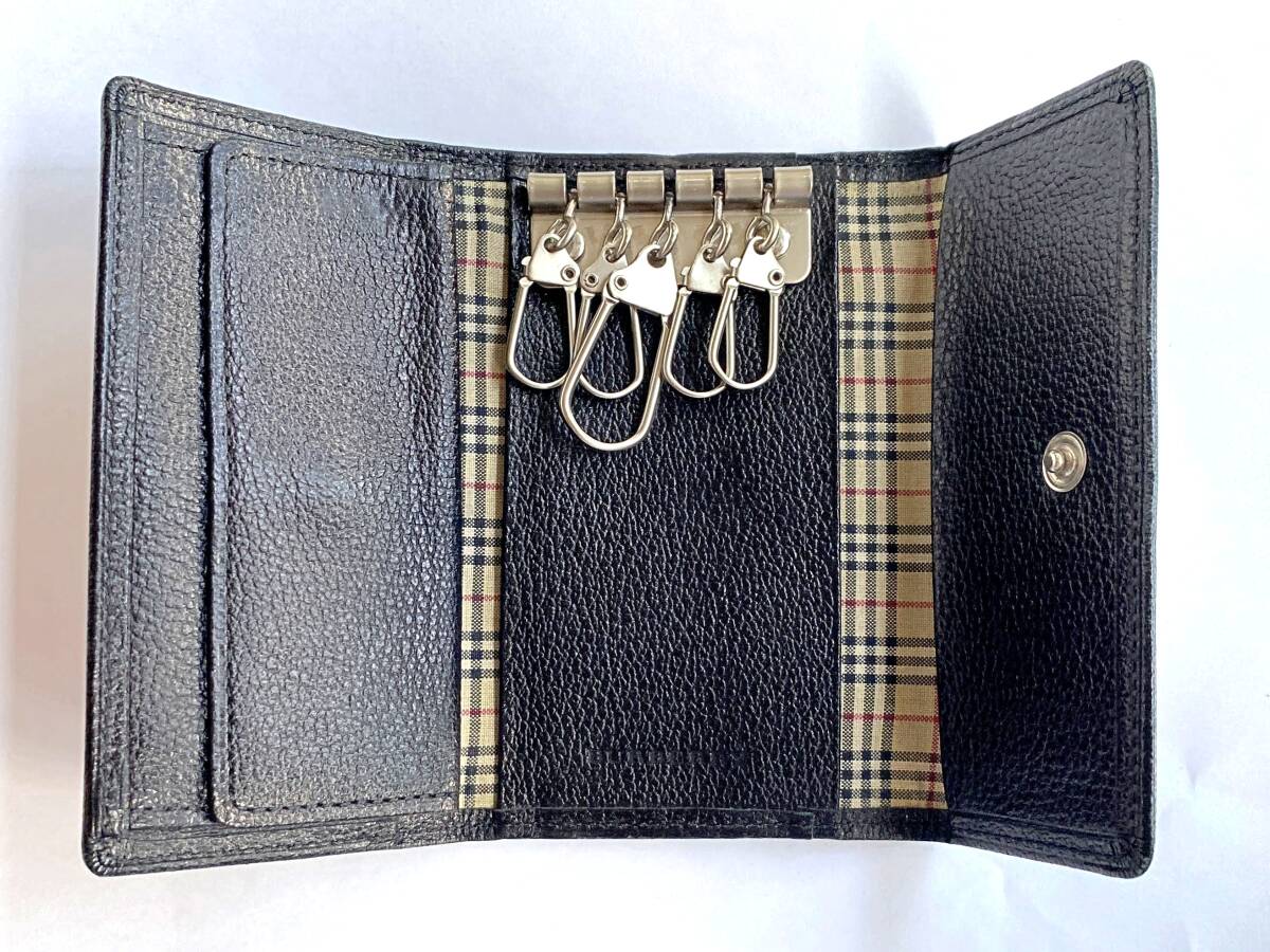 BURBERRY バーバリー 5連 キーケース レザー ブラック 黒 コイン BURBERRY バーバリー 5連 キーケース レザー ブラック 黒 コイン