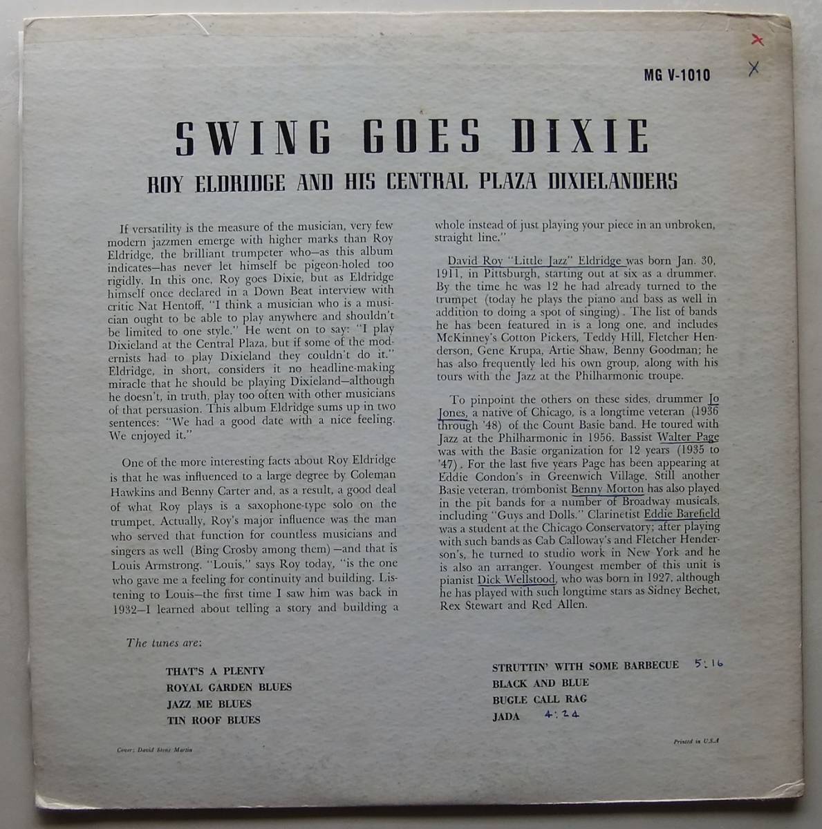 ◆ ROY ELDRIDGE / Swing Goes Dixie ◆ Verve MGV-1010 (VRI:dg) ◆_画像2