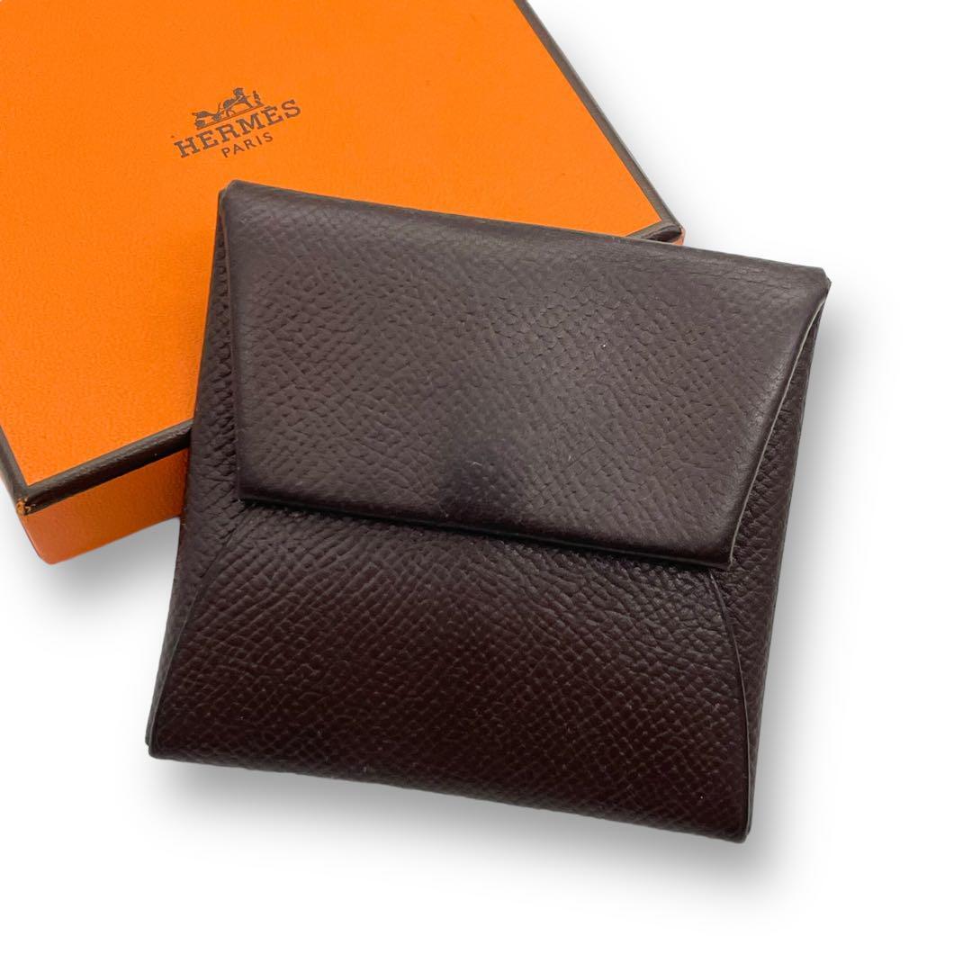 HERMES エルメス バスティア コインケース L刻印 小銭入れ 濃茶 HERMES エルメス バスティア コインケース L刻印 小銭入れ 濃茶