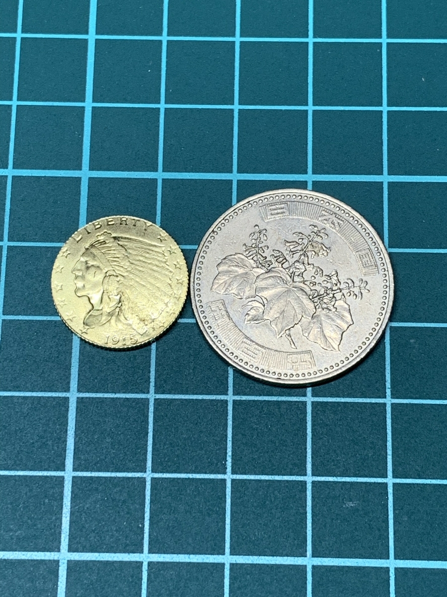 【Ωコイン】1915年 オールドインディアン 2.5ドル金貨24KGPレプリカ　復刻参考メダル　アメリカ　d9_画像6
